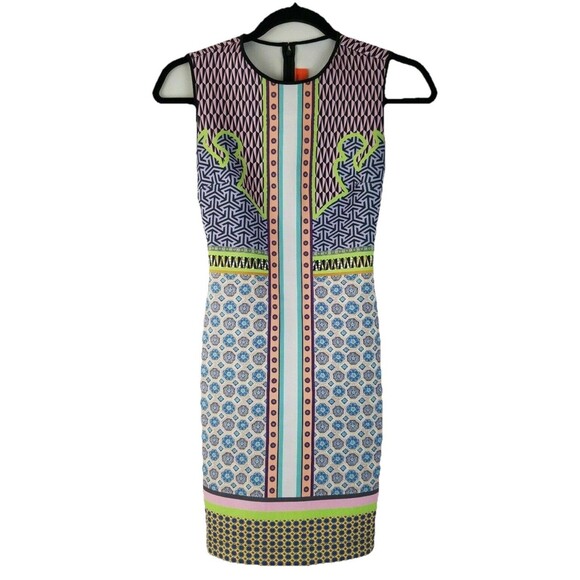 Clover Canyon Women's Size Small Geo Print Sleeveless Scuba Knit Sheath Dress - Picture 1 of 8